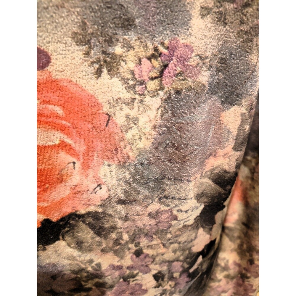 Vintage XCIT U.S.A. Floral and Script Print Long Sleeve Mesh Top Size PS Bell - Picture 6 of 8